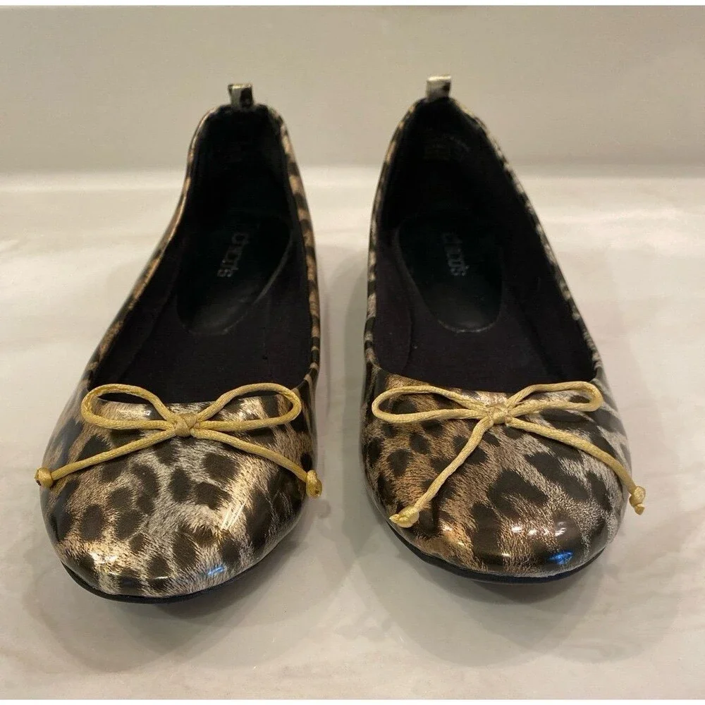New Chico’s‎ Shoes Cheetah Print Flats Size 9 Faux Patent Leather Animal Print